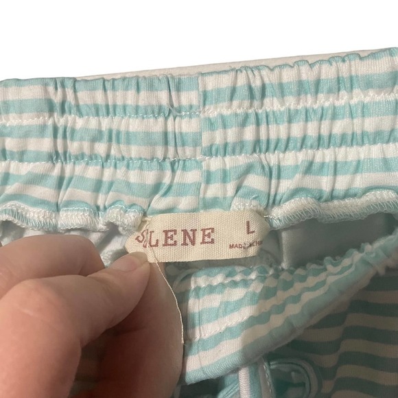 Selene Buttery Soft Turquoise & White Striped Pajama Pants w/Pockets - Picture 5 of 8